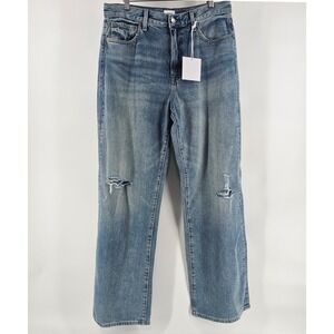 Pistola Hendrix Baggy Jeans Women 32 Blue High Rise Distressed Ripped 90s NWT